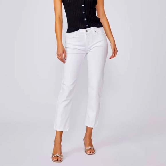 PAIGE Brigitte Mid-rise Ankle Crop Boyfriend Jean Optic White Size 27 - Picture 1 of 9